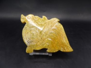 Chinese jade bird carving plaque