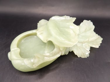 Chinese large jade carved brush washer