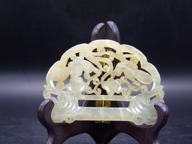 Chinese Qing dynasty Nephrite Jade Large Carved Plaque