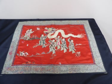 Chinese Fine Silk Embroidery Dragon Dance