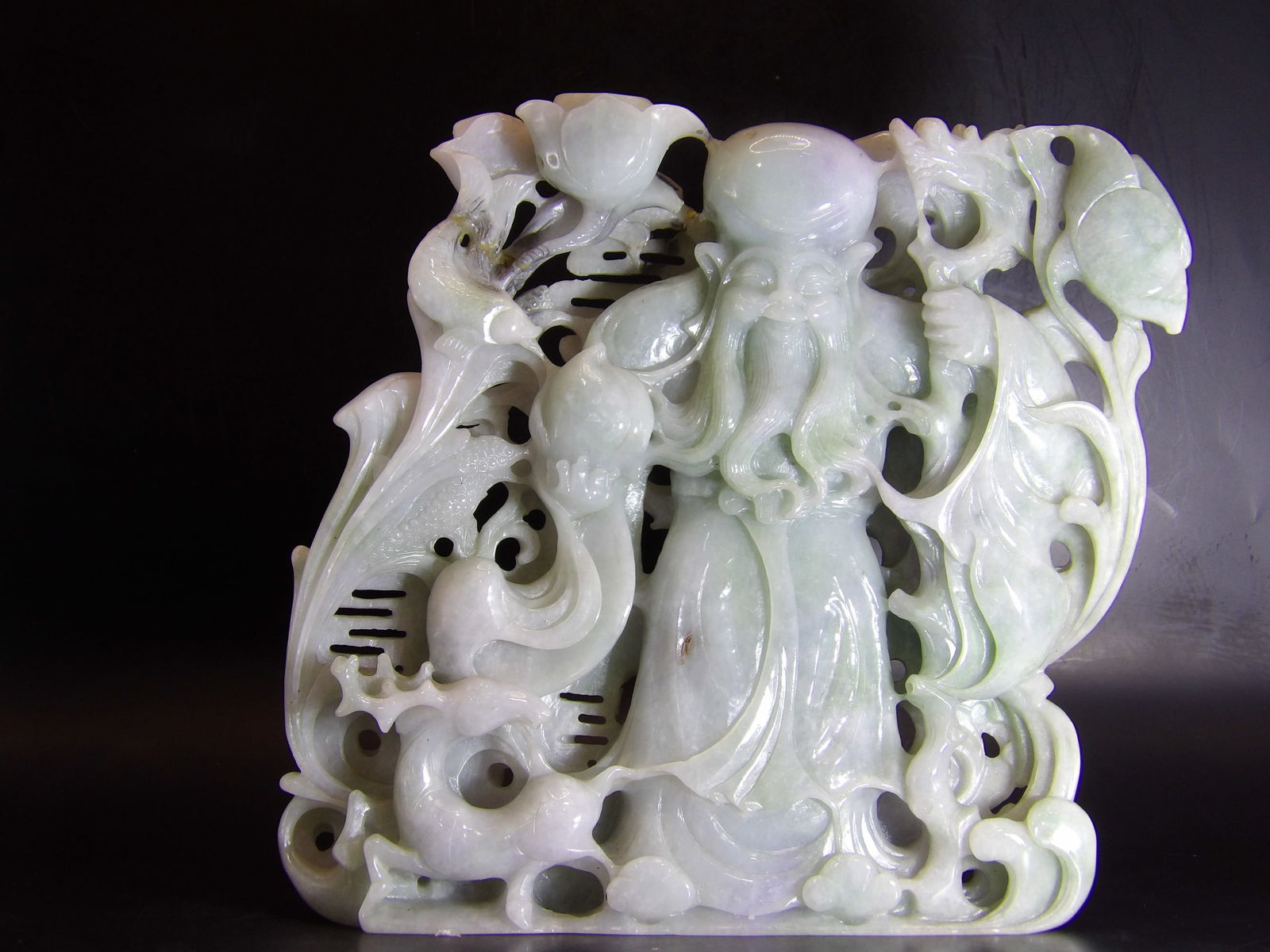 Antique Chinese Qing Dynasty Longevity God Large Ornate Carving 1882 grams (1 of 7)