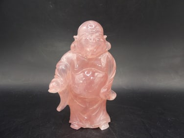Chinese antique high quality rose quartz buddha carving statue