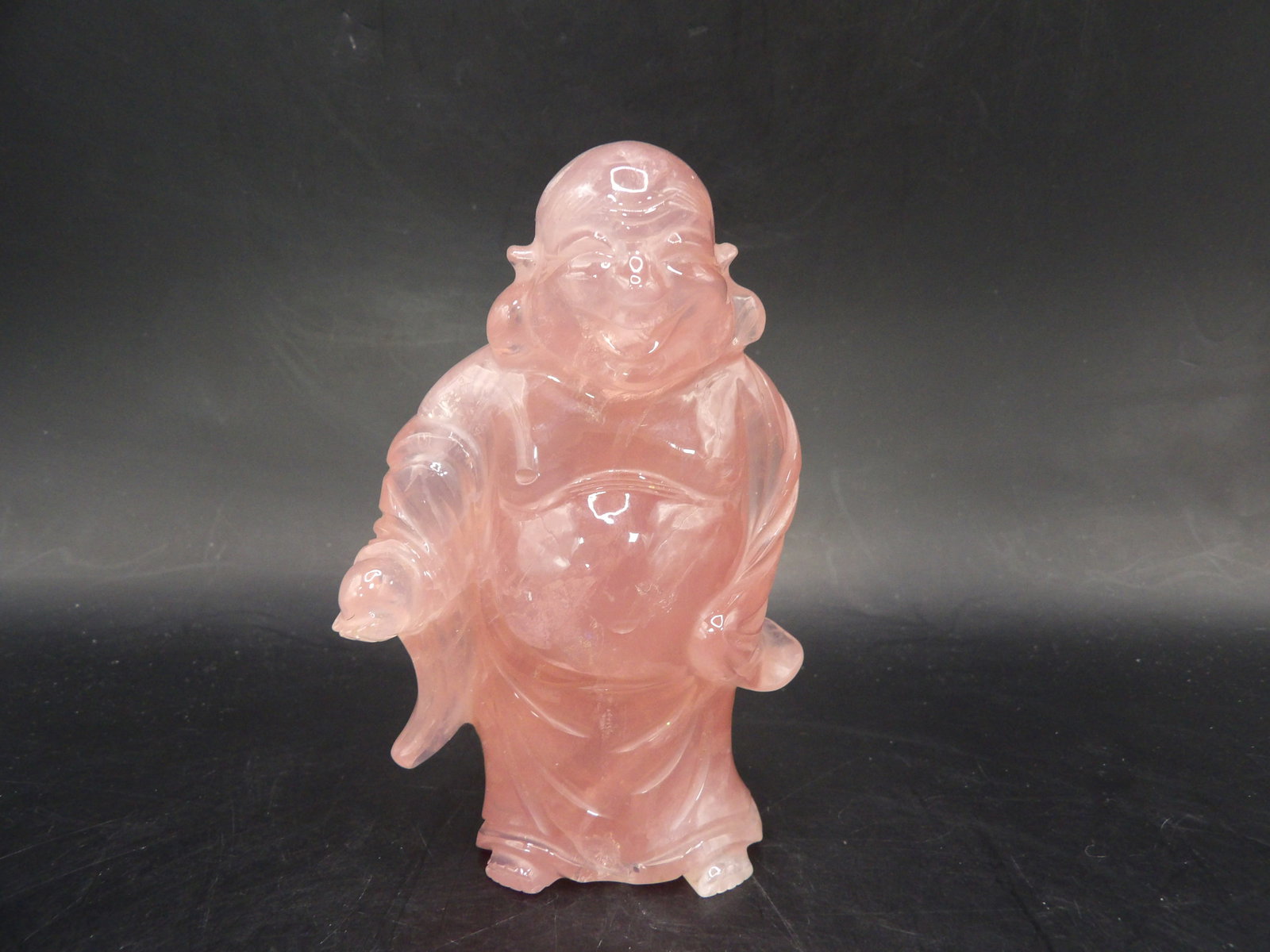 Chinese antique high quality rose quartz buddha carving statue (1 of 5)