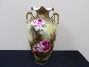 antique Nippon floral porcelain vase marked