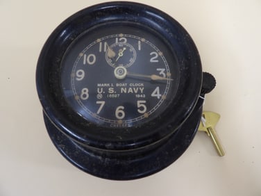 U.S. Navy 1942 Mark L boat clock WW2 Chelsea bakelite clock with original key