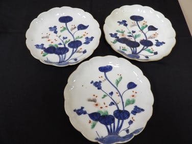 lot of 3 Asian antique porcelain plates with Tai Ming Chenghua mark