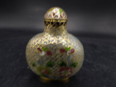 Plique A Jour antique Asian snuff bottle