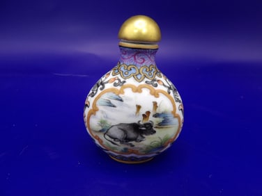 Chinese Qing dynasty Qianlong mark fine hand painted porcelain snuff bottle