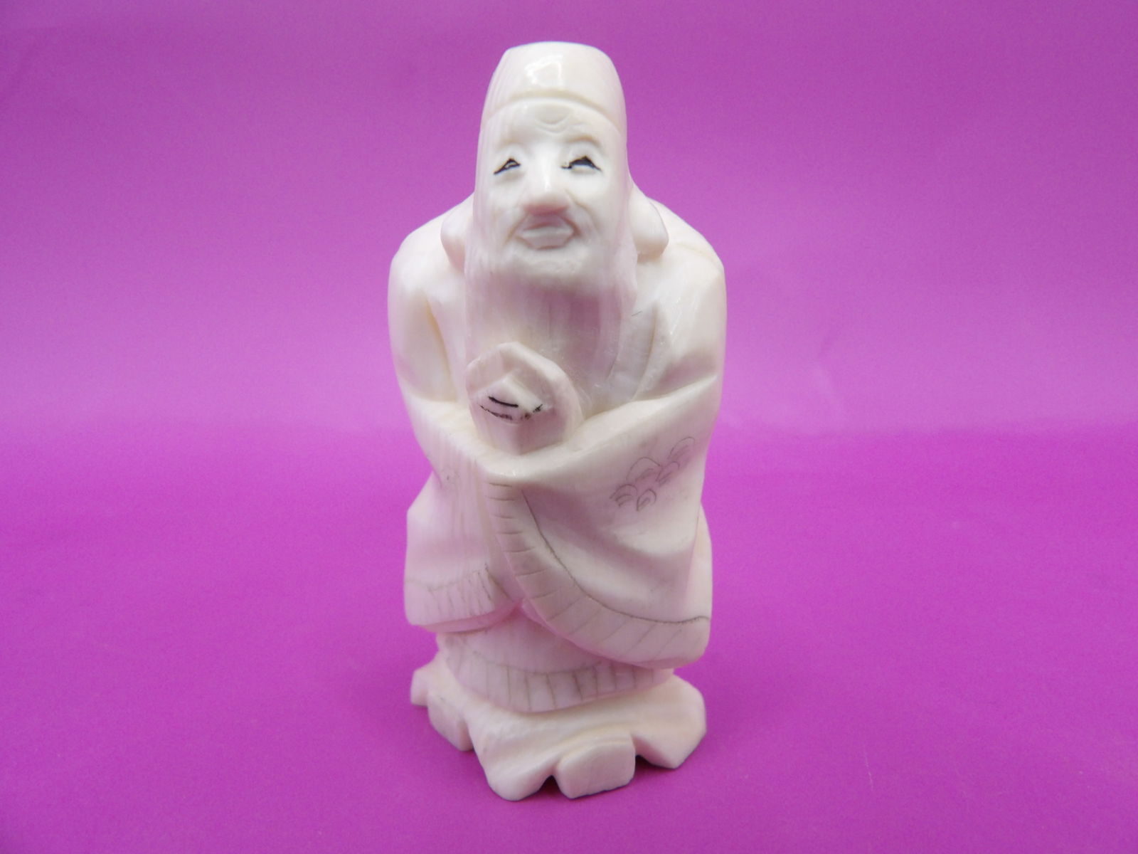 Japanese antique natural material carved male figure - No Export: 2.1 inches height. No export.
