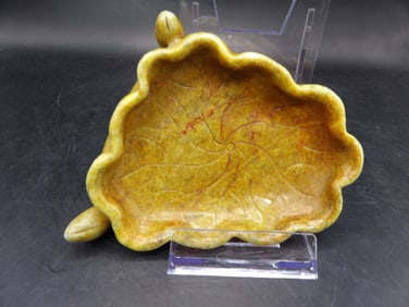 Chinese jade carved lotus shaped brush washer