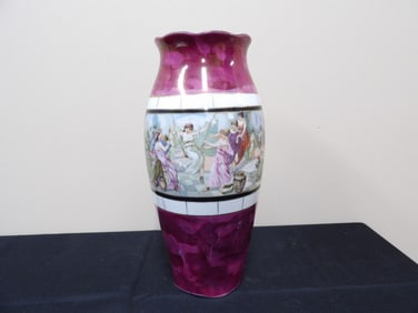 antique KMP Czechoslovakia fine hand painted porcelain vase signed