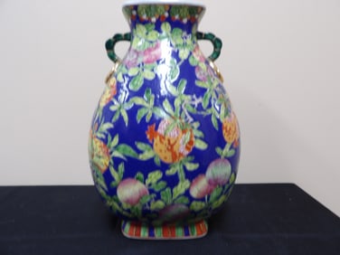 Chinese porcelain vase with peach decoration and ears