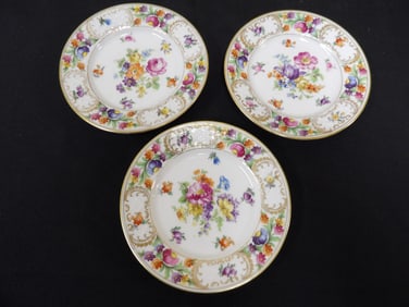 Schumann Bavaria "Empress Dresden Flowers" bread and butter plates lot of 3