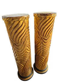 lot of 2 gold gilt carved wooden pedestals