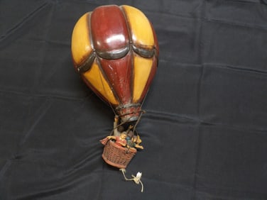 vintage hot air balloon with 4 passengers hanging sculpture
