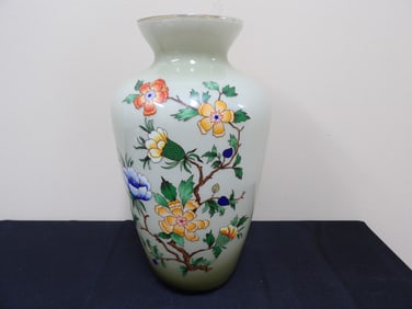 Italian hand painted glass vase