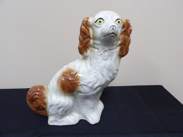antique Staffordshire spaniel dog large ceramic figurine