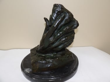 Rare The Hand of God by Auguste Rodin signed bronze sculpture