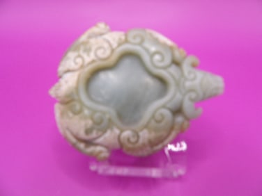 Chinese carved turtle stone brush washer