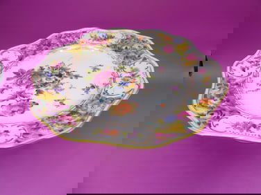 Dresden Carl Thieme Germany Floral Pierced Pedestal compote