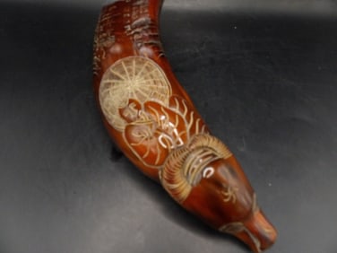 Chinese horn carving of a boy riding ox