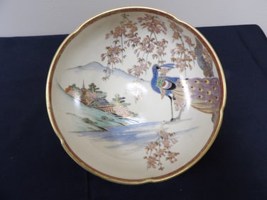 Hand painted in Japan gold rim 8 inches porcelain bowl