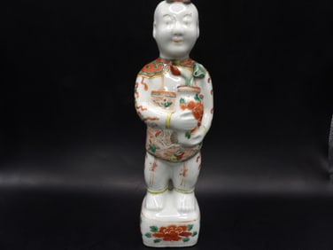 Chinese antique Qing dynasty porcelain ho ho boy figurine