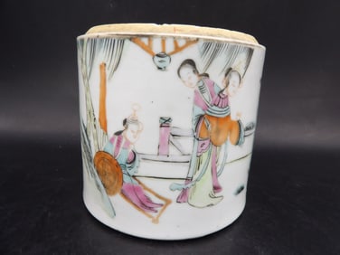 Chinese antique Qing dynasty hand painted porcelain incense burner