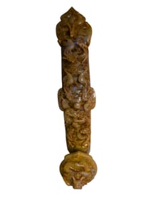 Very rare massive over 32 lbs carved 9 dragons Chinese shoushan stone Ruyi scepter