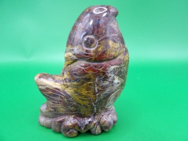 antique Chinese jasper carved fish shaped snuff bottle golden reddish colors