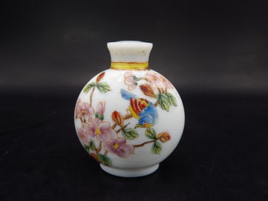 Chinese enamel painted porcelain snuff bottle with Qing dynasty Qianlong mark