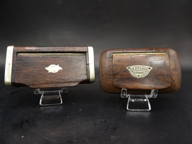 lot of 2 antique wooden snuff boxes one made in France La Ste Luce