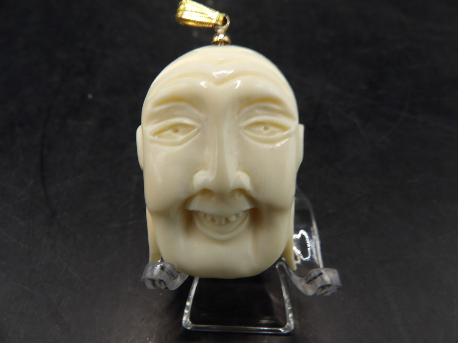 antique carved buddha face pendant - No Export (1 of 4)