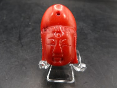 Chinese carved coral Kwan Yin head