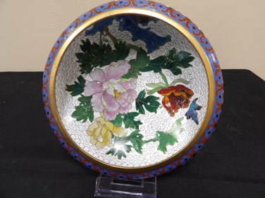 Chinese cloisonne brush pot with floral pattern