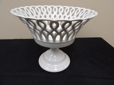 antique French Empire openwork reticulated porcelain compote bowl 19th century