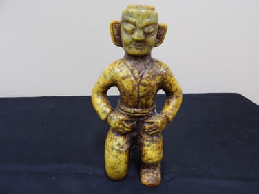 Chinese jade carved kneeling man figurine