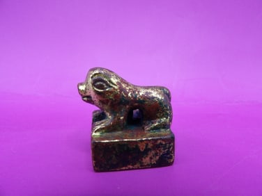Chinese gold gilt bronze zodiac pig seal stamp - Self arrange shipping is in house shipping.