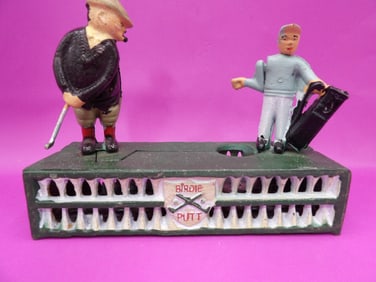 vintage cast iron Birdie Putt mechanical golf coin bank