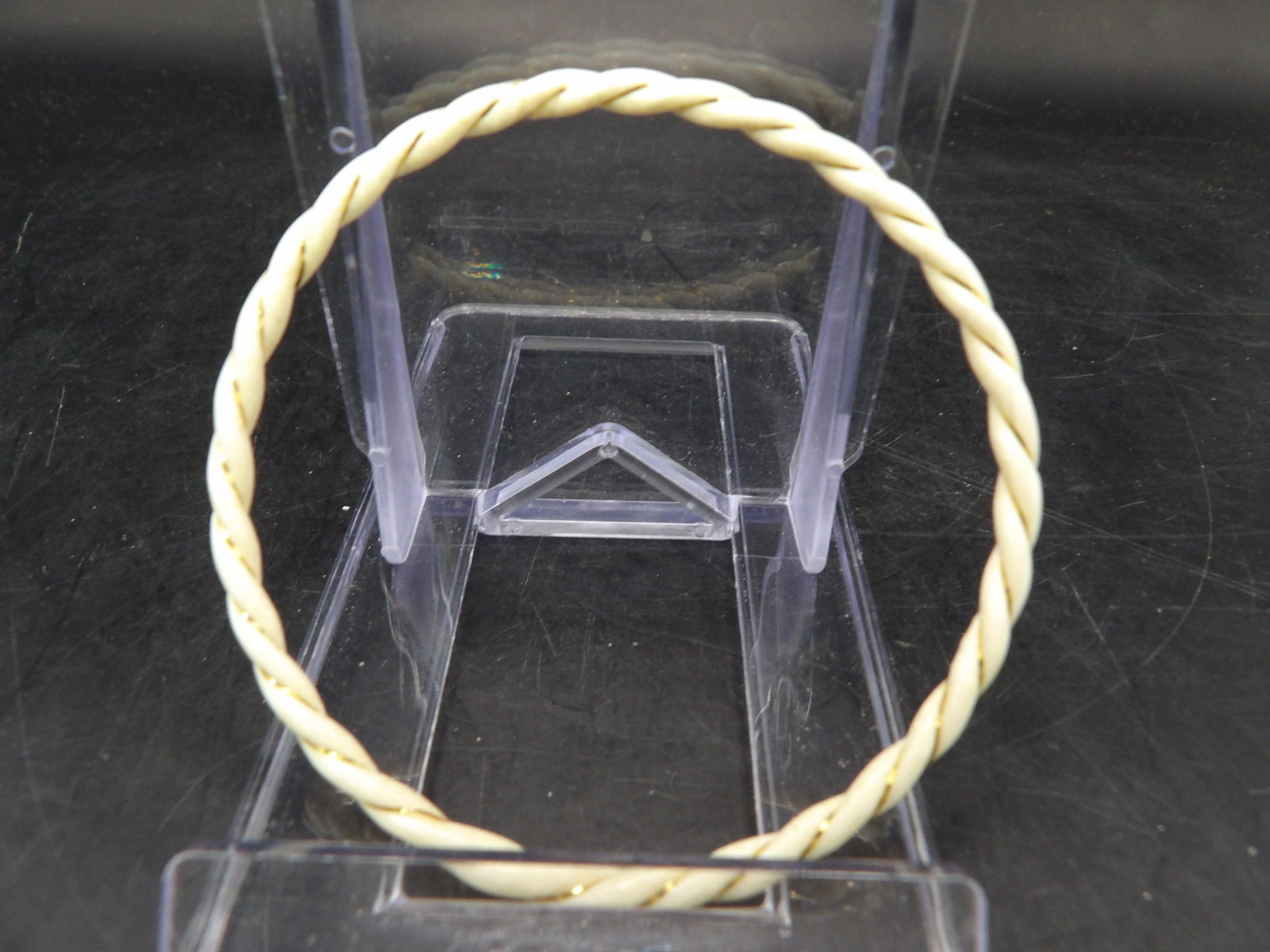 Carved natural material and 14k gold twisted bracelet - No Export: 3.2 grams. No international shipping.