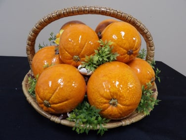 vintage ceramic orange fruit basket centerpiece