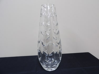 Tiffany & Co cut crystal vine vase marked