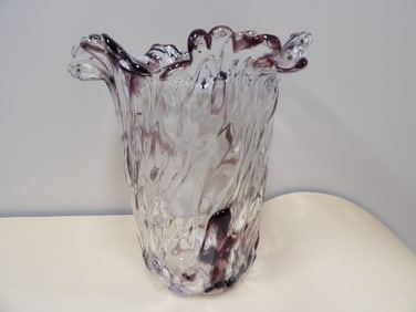 vintage hand-blown art glass vase created by Polish artist Adam Jablonski