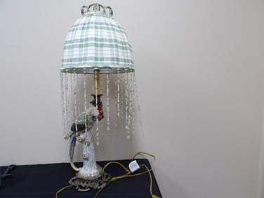 ornate molded porcelain parrot shape lamp