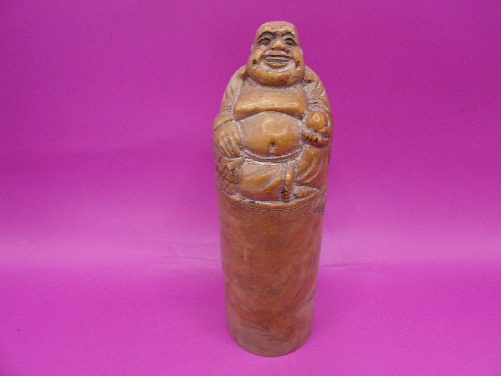 Chinese large heavy carved stamp seal with laughing buddha motif (1 of 7)