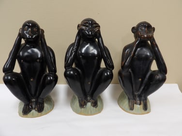 lot of 3 Asian See No Evil wise monkey figurines