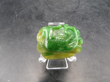 Chinese jadeite jade carved phoenix ring