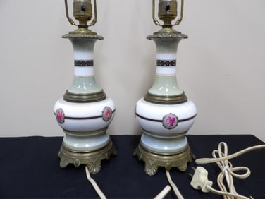 Lot of 2 antique European porcelain lamps