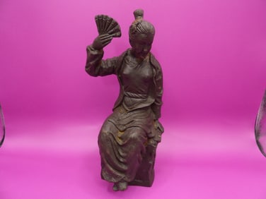 Antique Japanese bronze sitting statue likely from Meiji era