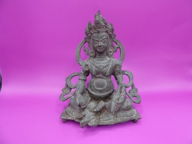 Chinese Tibetan Zambala Fortune Deity bronze buddha statue over 4 lbs